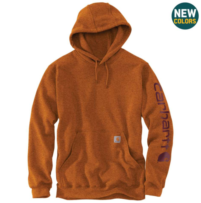 carhartt men's midweight hooded logo sleeve sweatshirt