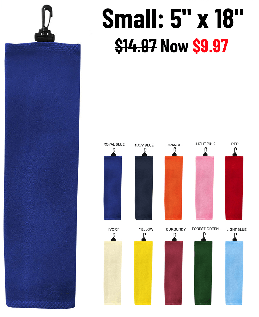 Small golf towels on special - now only $9.97 with free embroidery