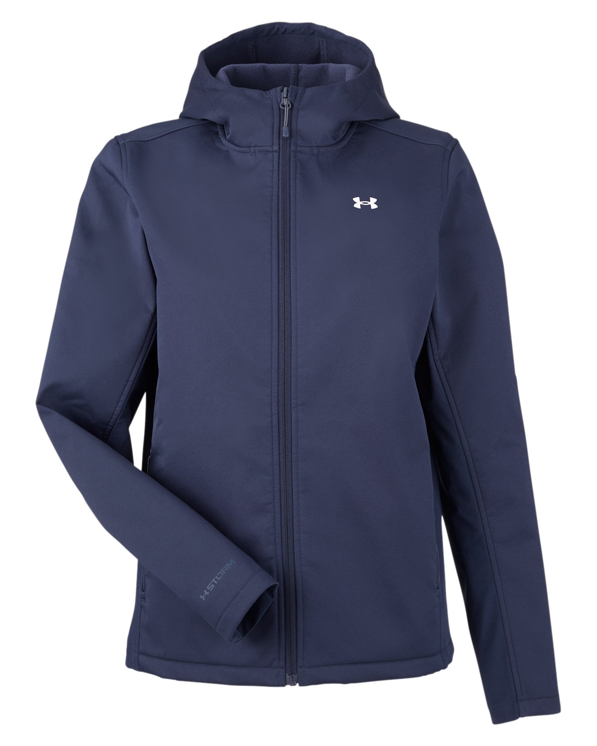 Under Armour Sweatshirt Womens Small Blue Gray Coldgear Hoodie Quilted Logo