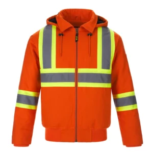 Canada Sportswear Men's Hi-vis Cotton Canvas Bomber Jacket With Sherpa Lining