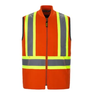 Canada Sportswear Men's Hi-vis Cotton Canvas Vest With Sherpa Lining