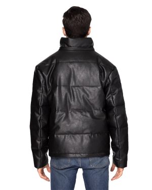 Threadfast Unisex Vegan Leather Puffer Jacket - Image 2