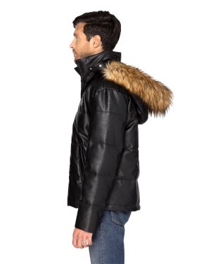 Threadfast Unisex Vegan Leather Puffer Jacket - Image 3