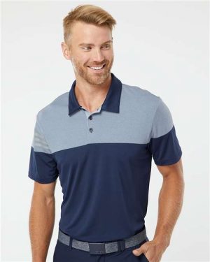 Adidas Heathered 3-Stripes Colorblocked Polo - Image 3