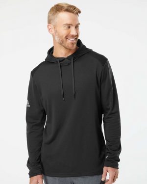 Adidas Textured Mixed Media Hooded Sweatshirt - Image 3