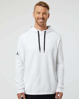 Adidas Textured Mixed Media Hooded Sweatshirt - Image 2