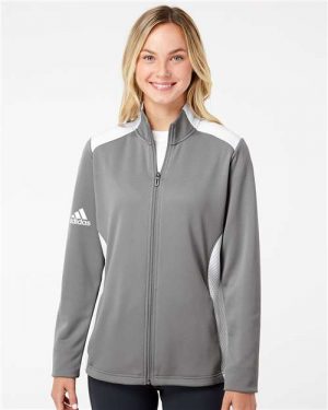 Adidas Women's Textured Mixed Media Full-Zip Jacket