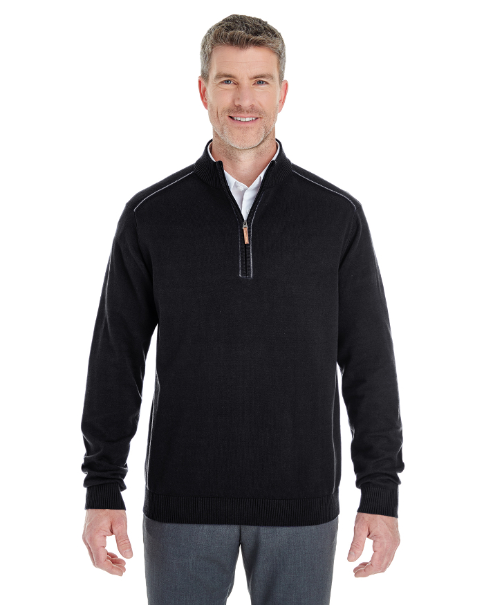 Devon & Jones Men's Manchester Fully-Fashioned Half-Zip Sweater