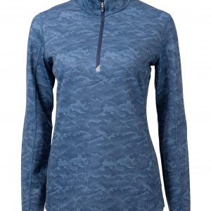 Cutter & Buck Traverse Camo Print Stretch Quarter Zip Womens Pullover