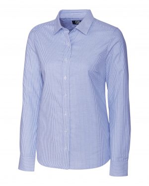 Cutter & Buck Stretch Oxford Stripe Womens Long Sleeve Dress Shirt - Image 4
