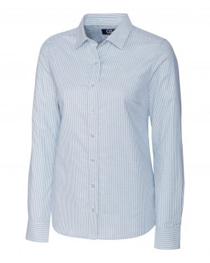 Cutter & Buck Stretch Oxford Stripe Womens Long Sleeve Dress Shirt - Image 5
