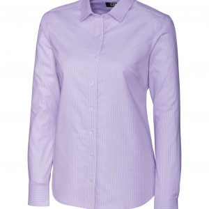 Cutter & Buck Stretch Oxford Stripe Womens Long Sleeve Dress Shirt