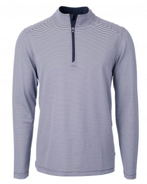Cutter & Buck Virtue Eco Pique Micro Stripe Recycled Mens Quarter Zip - Image 7