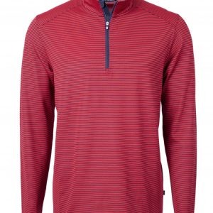 Cutter & Buck Virtue Eco Pique Micro Stripe Recycled Mens Quarter Zip