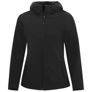 Coal Harbour® Everyday Hooded Water Repellent Stretch Soft Shell Ladies' Jacket